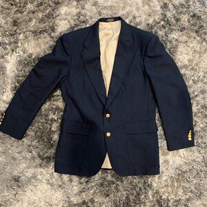 Vintage Austin Leeds Collection 40R Men’s Blue Blazer With Gold Interior